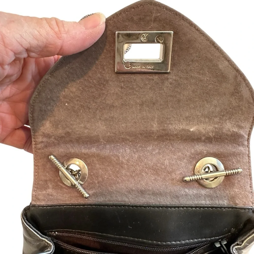 Elegant pewter metallic Leather Frenchy of California made in USA Women's Bag